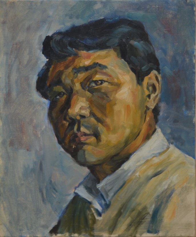 ０３）「自画像」油彩　４６ｘ３８ｃｍ　１９７０年頃