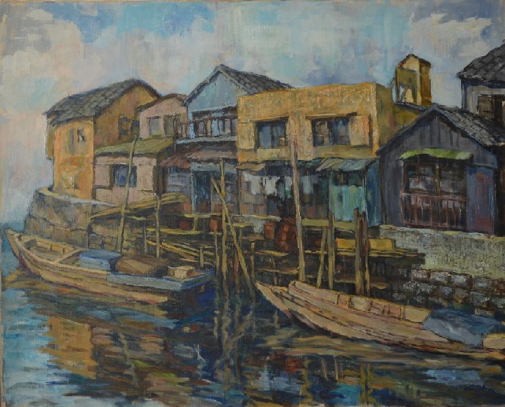 （１）「深川・木場」油彩　７３ｘ９１ｃｍ　１９７４年頃